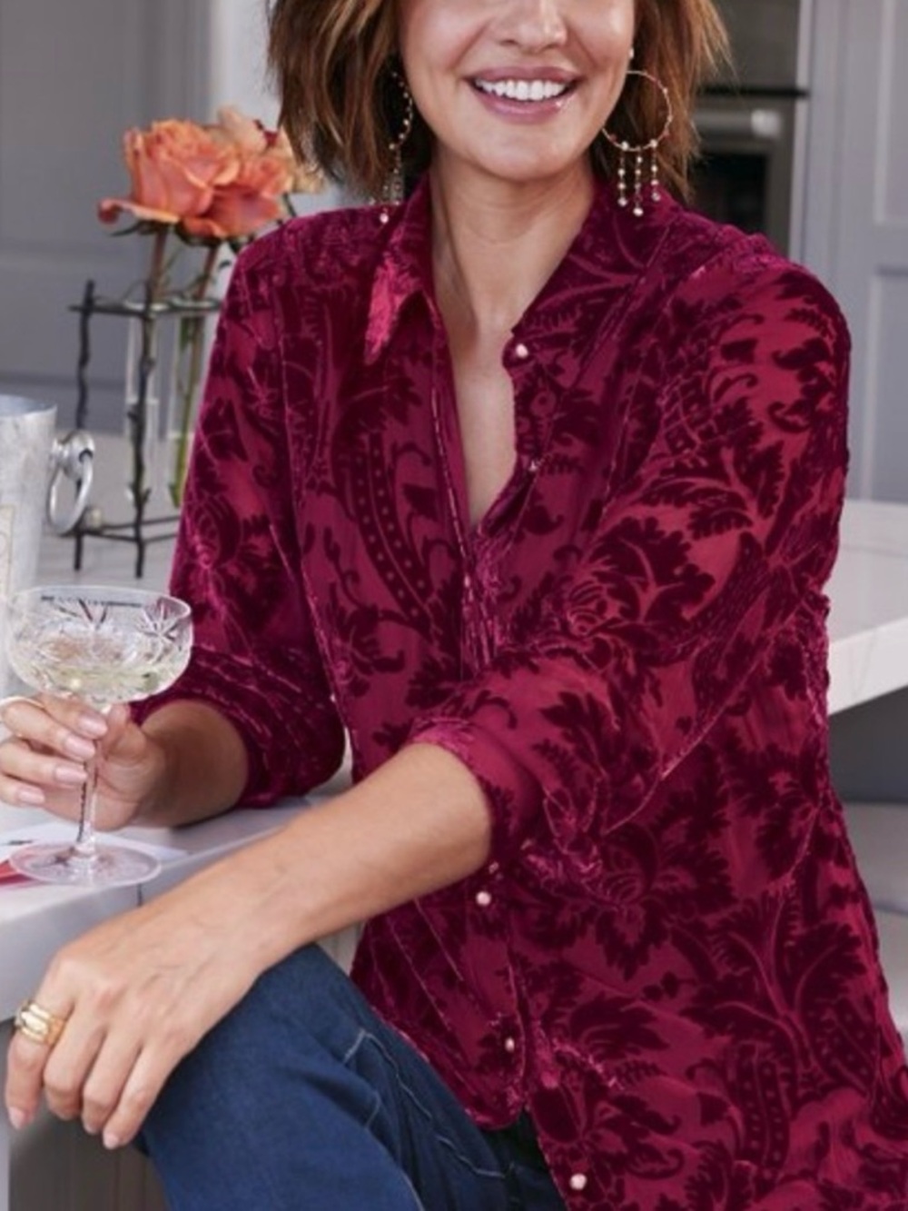 Soft Surroundings - Floreat Velvet Blouse